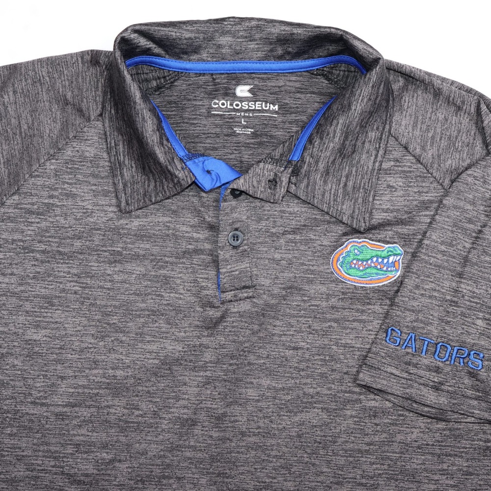 Colosseum Mens Florida Gators Polo Shirt Large Gray Heather Performance NCAA
